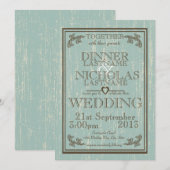 Hout teken bruiloft kaart (Voorkant / Achterkant)