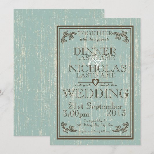 Hout teken bruiloft kaart (Voorkant / Achterkant)