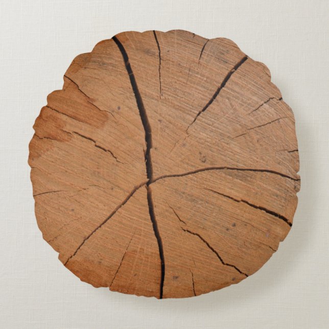 hout textuur rond kussen (Voorkant)