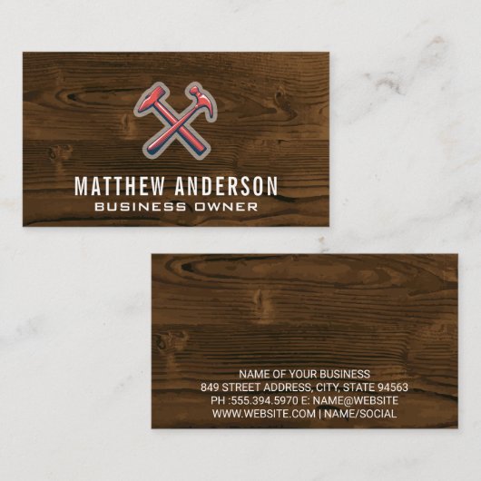 Hout | Timmerwerk en hamers Visitekaartje (Voorkant / Achterkant)