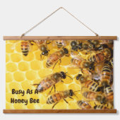 Hout toped wandtapijt bezig als honingbij hangend wandkleed (Voorkant)