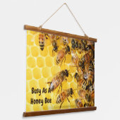 Hout toped wandtapijt bezig als honingbij hangend wandkleed (Gebogen)