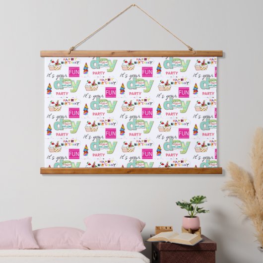 Hout Topped Muur Tapestry FUN Cupcake Verjaardag Hangend Wandkleed (Slaapkamer)