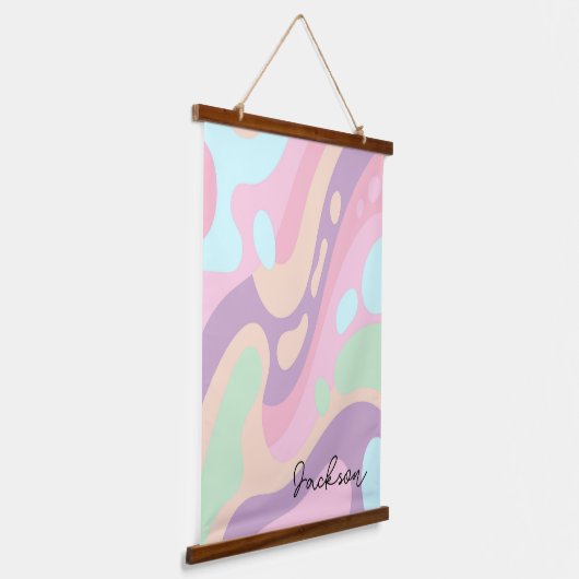 Hout Topped Tapestries Gelukkige Kleurrijke Pastel Hangend Wandkleed (Gebogen)