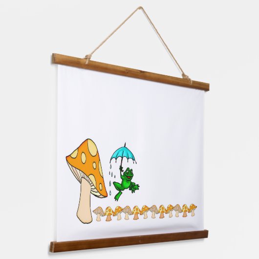 Hout Topped Wall Tapestry Mushroom Frog Hangend Wandkleed (Gebogen)