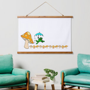 Hout Topped Wall Tapestry Mushroom Frog Hangend Wandkleed