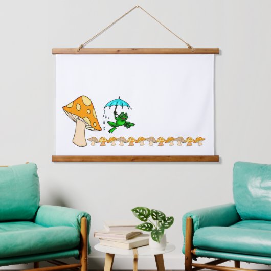 Hout Topped Wall Tapestry Mushroom Frog Hangend Wandkleed (Woonkamer)