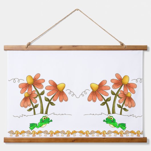 Hout Topped Wall Tapestry Paddenstoel Bloemen Bloe Hangend Wandkleed (Voorkant)