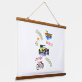 Hout Topped Wand Tapestry Hero Fietsauto Vliegtuig Hangend Wandkleed (Gebogen)
