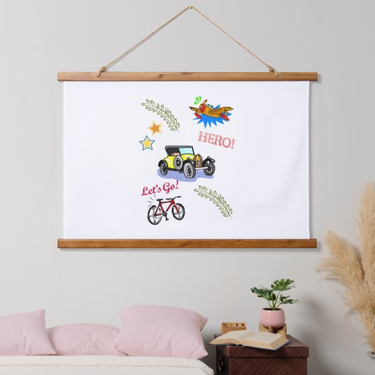 Hout Topped Wand Tapestry Hero Fietsauto Vliegtuig Hangend Wandkleed (Slaapkamer)