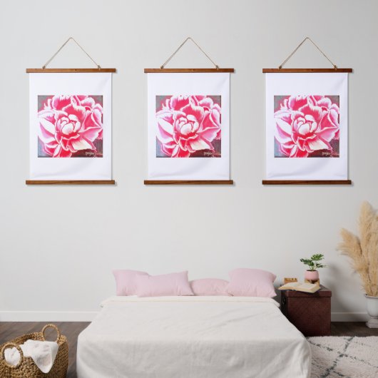 Hout Topped Wandtapijt bloemen pioen Hangend Wandkleed (Slaapkamer)