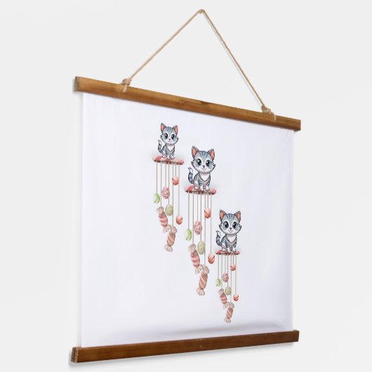 Hout Topped Wandtapijt Cat Kitten Hangend Wandkleed (Gebogen)