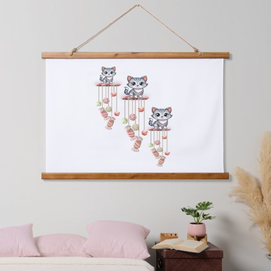 Hout Topped Wandtapijt Cat Kitten Hangend Wandkleed (Slaapkamer)