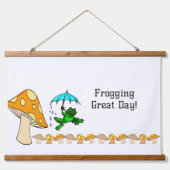 Hout Topped Wandtapijt Frogging Geweldige Dag! Hangend Wandkleed (Voorkant)