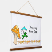 Hout Topped Wandtapijt Frogging Geweldige Dag! Hangend Wandkleed (Gebogen)