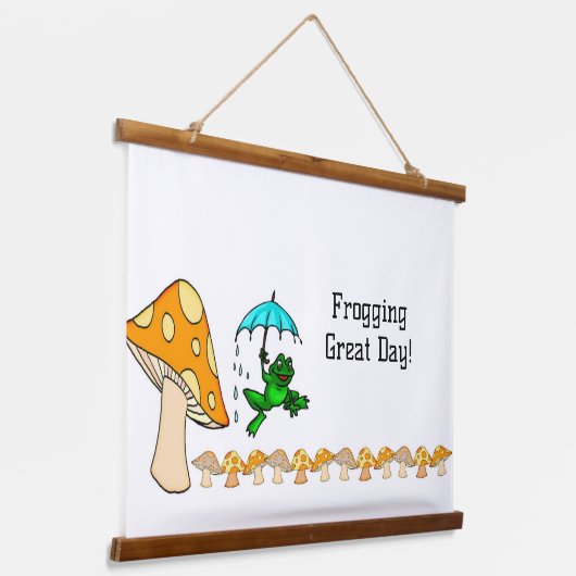 Hout Topped Wandtapijt Frogging Geweldige Dag! Hangend Wandkleed (Gebogen)