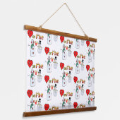 Hout Topped Wandtapijt Harten op Vuur Sneeuwman Hangend Wandkleed (Gebogen)