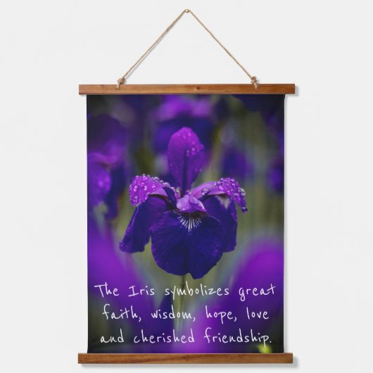 Hout Topped Wandtapijt met Iris Bloemen Hangend Wandkleed (Voorkant)
