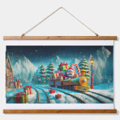 Hout Topped Wandtapijt Santa North Pole Express Hangend Wandkleed (Voorkant)