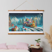 Hout Topped Wandtapijt Santa North Pole Express Hangend Wandkleed (Slaapkamer)