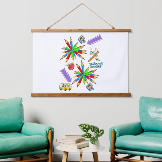 Hout Topped Wandtapijt Terug naar school is Cool Hangend Wandkleed (Woonkamer)
