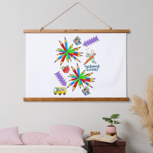 Hout Topped Wandtapijt Terug naar school is Cool Hangend Wandkleed (Slaapkamer)