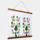 Hout Topped Wandtapijt Zwarte Kat Hangend Wandkleed (Gebogen)