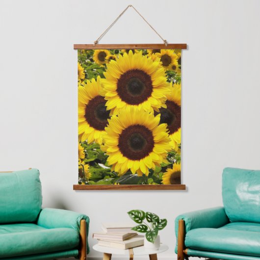 Hout Topped Wandtapijten Happy Sunflowers Hangend Wandkleed (Woonkamer)