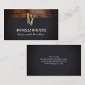 Hout Trim en Leather Licensed Barber Visitekaartje (Voorkant / Achterkant)