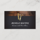 Hout Trim en Leather Licensed Barber Visitekaartje (Voorkant)