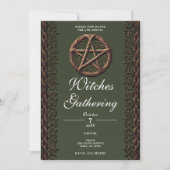 Hout Twig Pentacle Green Wicca Heksen Verzamelen Kaart (Voorkant)