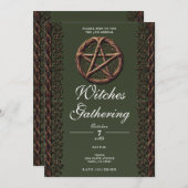 Hout Twig Pentacle Green Wicca Heksen Verzamelen Kaart (Voorkant / Achterkant)