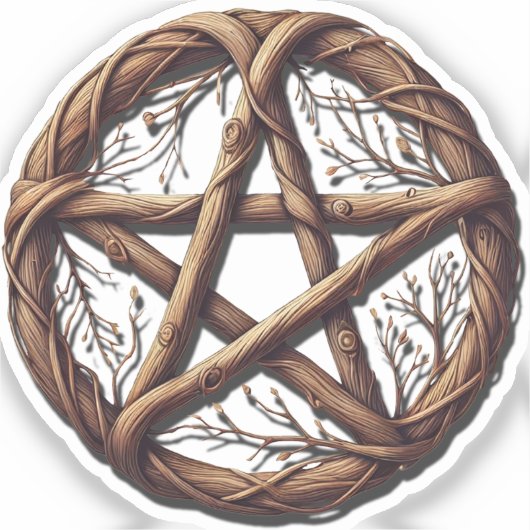 Hout Twig Pentacle Wiccan bruiloft Sticker (Voorkant)