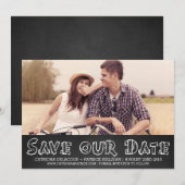 Hout Typografie Foto opslaan onze datum aankondigi Kaart (Voorkant / Achterkant)