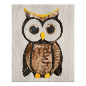Hout - Uil met grote ogen Perfect Poster (Voorkant)