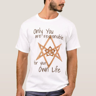 Hout Unicursal Hexagram en Lotus Pentacle Thelema T-shirt