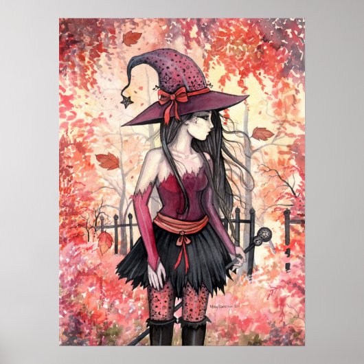 Hout van de Herfst Heks Posterprint Poster (Voorkant)