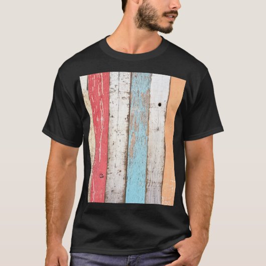  hout: veelkleurige gebarsten textuur. t-shirt (Voorkant)