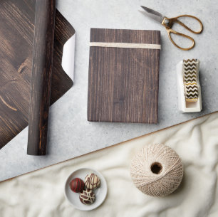 Hout verbrand donkerbruin houtkorrelig cadeaupapier