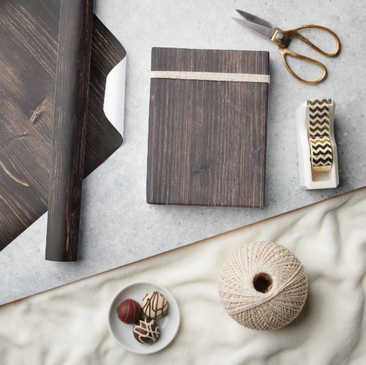 Hout verbrand donkerbruin houtkorrelig cadeaupapier (Crafts)