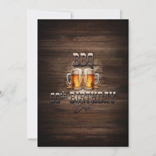 Hout Verjaardag BBQ 90ste Verjaardag Party Kaart (Achterkant)