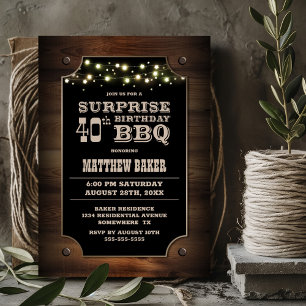 Hout Verrassing 40e Verjaardag BBQ Kaart