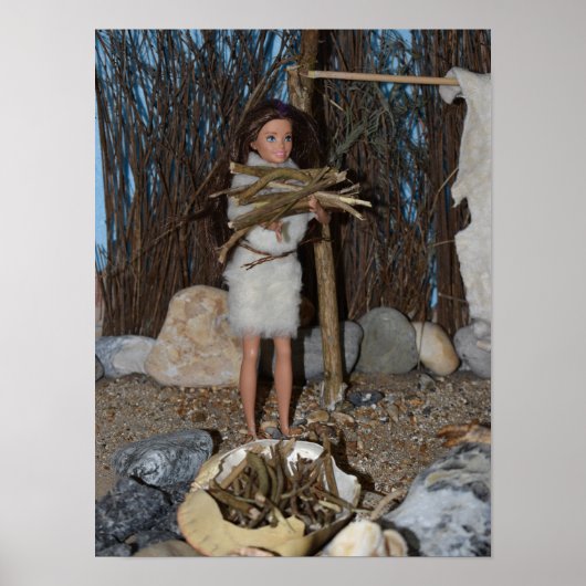 Hout verzamelen voor het vuur. poster (Voorkant)