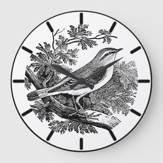 Hout Warbler British Bird Large Clock Grote Klok (Voorkant)