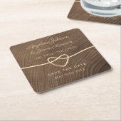 Hout Wedding Save the Date Kartonnen Onderzetters (Schuin)