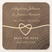 Hout Wedding Save the Date Kartonnen Onderzetters (Voorkant)