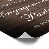 Hout & White Roses Floral Engagement Party Sign. Poster (Hoek)