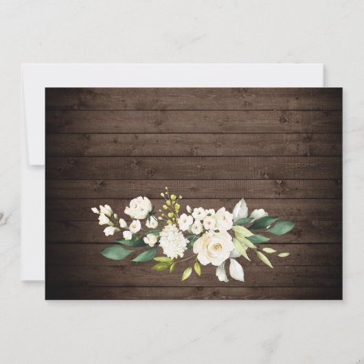 Hout White Roses Lantern Rustic Couple Shower Kaart (Achterkant)