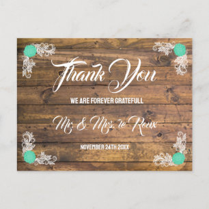 Hout & Wildflower Hart Bruiloft Briefkaart