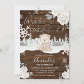 Hout Winter Beer Onederland Snowflake Birthday Kaart (Voorkant)